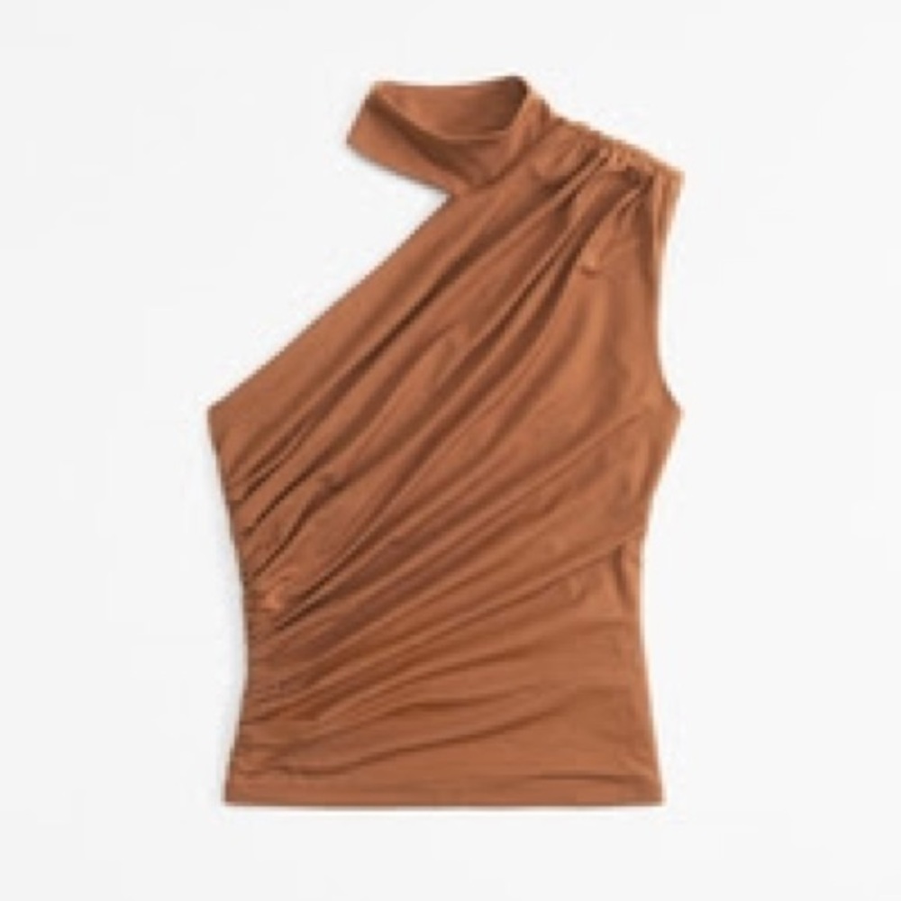Abercrombie Asymmetrical Draped Mockneck burnt orange Top - M